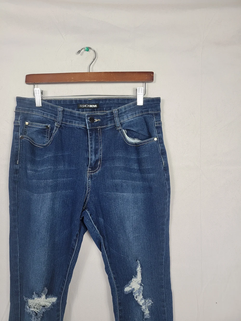 Fashion Nova 13/14 Dark Blue Distressed Skinny Jeans